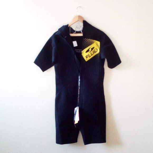 New Fluid Black & Yellow Short Wet Suit Adult Size US XL - Picture 2 of 15